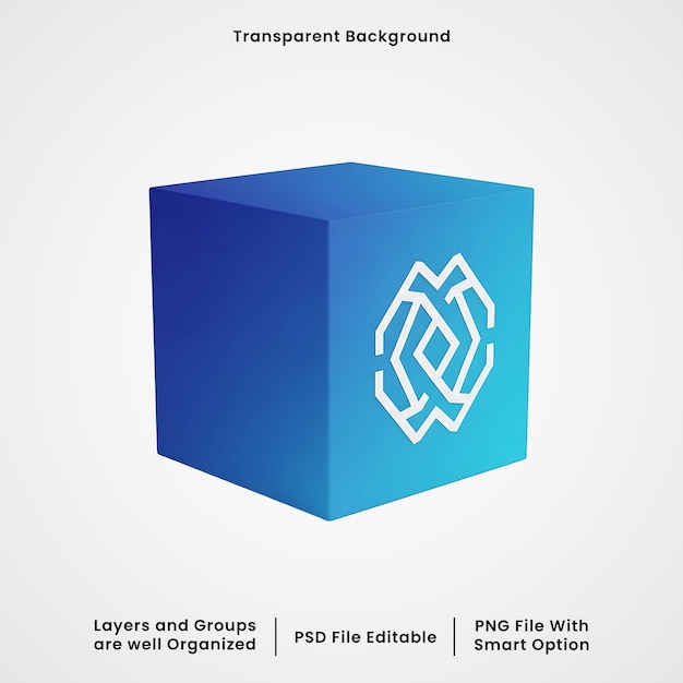 PSD blue gradient cube packaging mockup