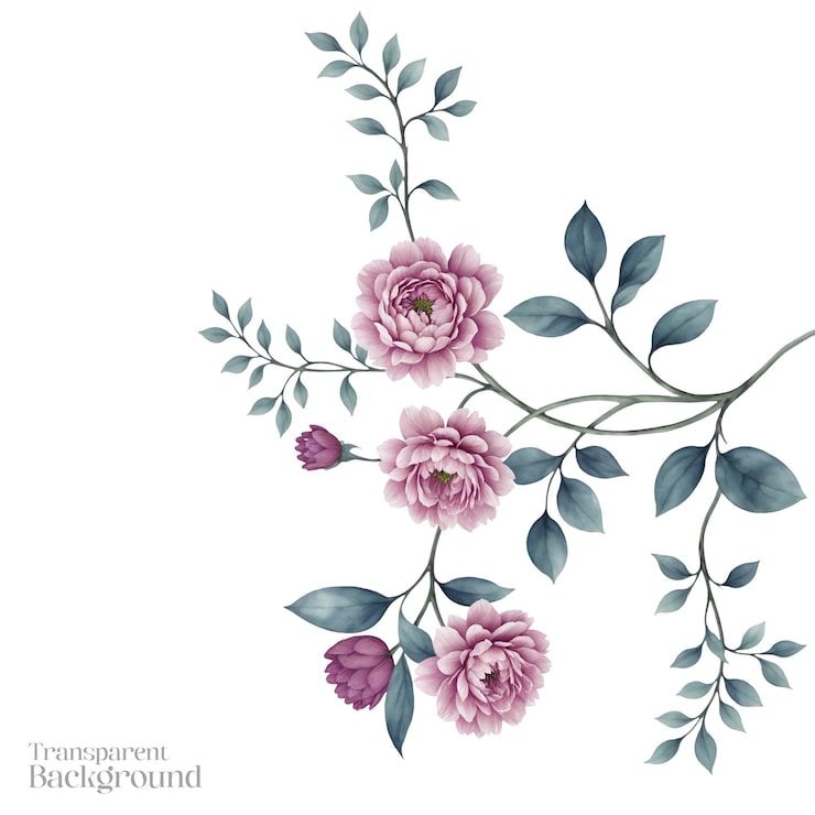 PSD blumen-aquarell-illustration mit durchsichtigem hintergrund
