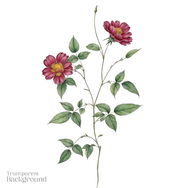 PSD blumen-aquarell-illustration mit durchsichtigem hintergrund