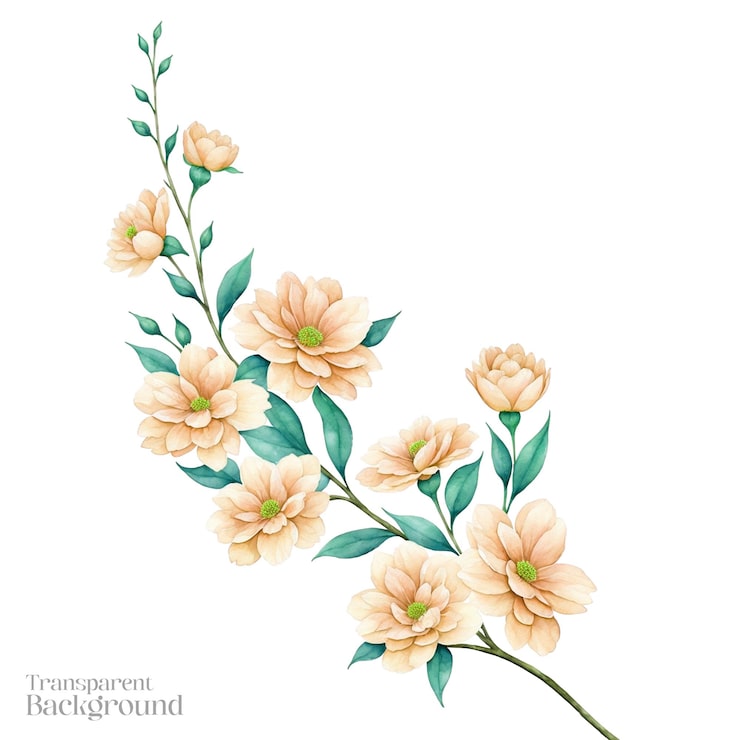 PSD blumen-aquarell-illustration mit durchsichtigem hintergrund
