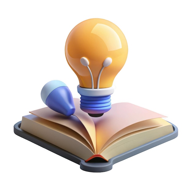 PSD bombilla de idea sobre libro abierto.