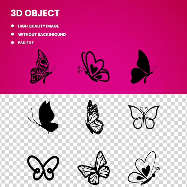 PSD borboleta monarca 3d