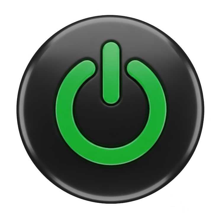 PSD botón de encendido verde.