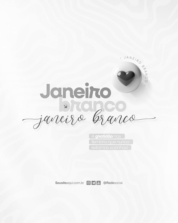 PSD branco white janeiro janvier le mois de la sensibilisation à la santé mentale et émotionnelle les médias sociaux psd modifiables