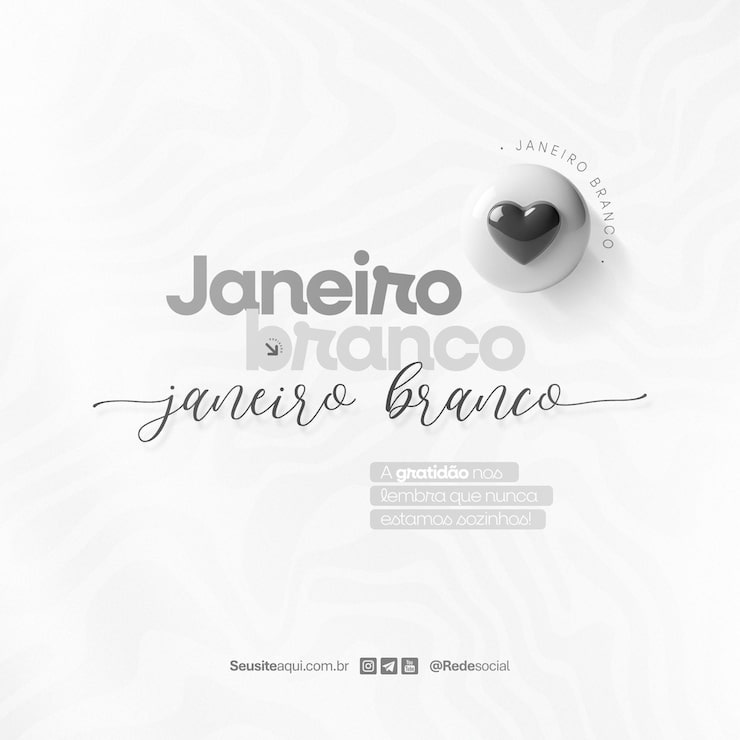 PSD branco white janeiro janvier le mois de la sensibilisation à la santé mentale et émotionnelle les médias sociaux psd modifiables