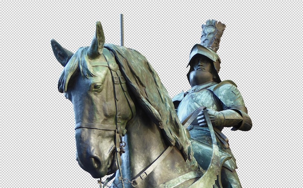 PSD bronzene reiterstatue eines mittelalterlichen ritters