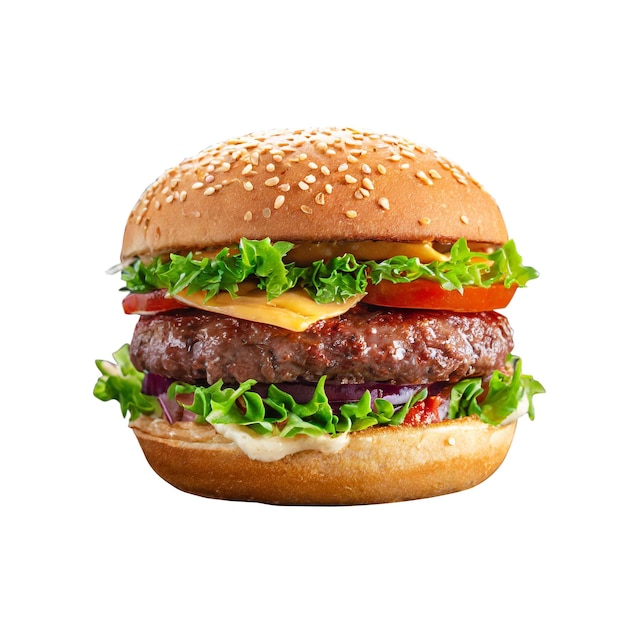 PSD burger daging sapi terisolasi pada latar belakang transparan