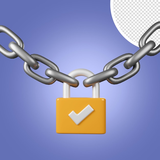 PSD cadena en render 3d con candado