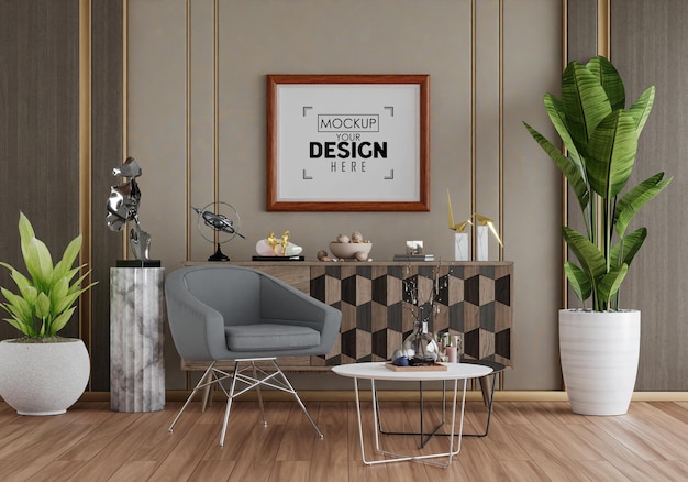 PSD cadre d'affiche dans le salon