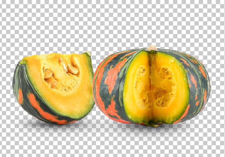 PSD calabaza japonesa sobre fondo blanco