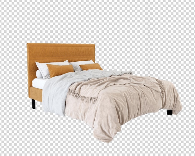 PSD cama moderna de belleza en representación 3d aislada