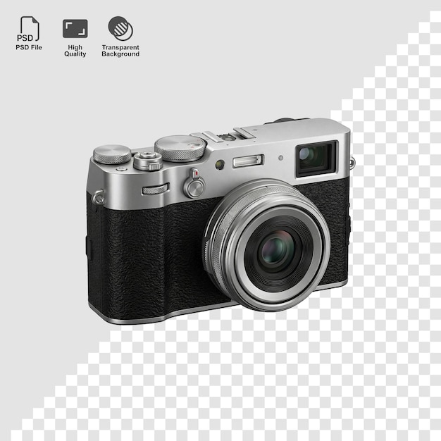 PSD câmera digital compacta retrô com lente
