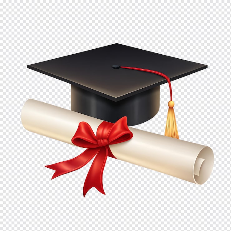 PSD cappuccio di laurea e rotolo del diploma