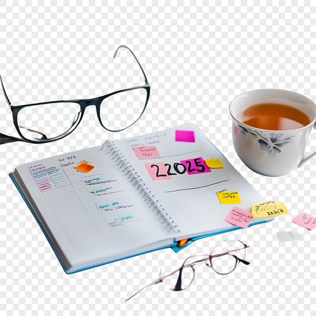 PSD un carnet de notes avec un bloc-notes et des lunettes