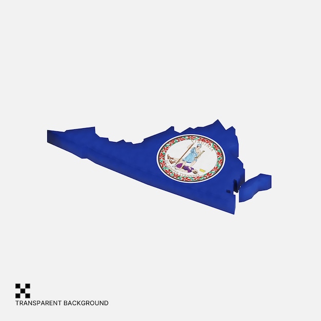 PSD la carte du drapeau de virginie en 3d