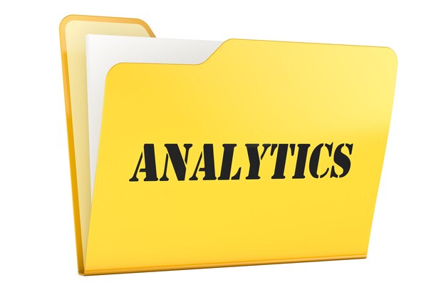 PSD cartella gialla analytics, rendering 3d
