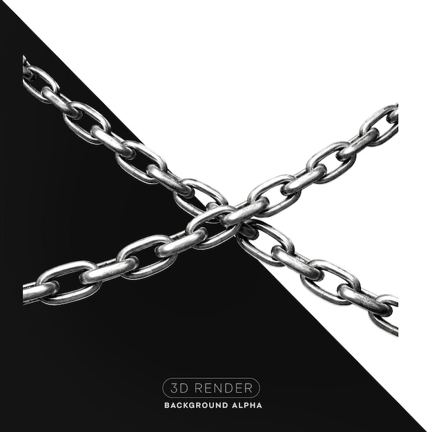 PSD catene metalliche incrociate render 3d