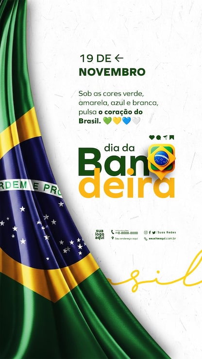 PSD celebração do dia da bandeira do brasil em 19 de novembro