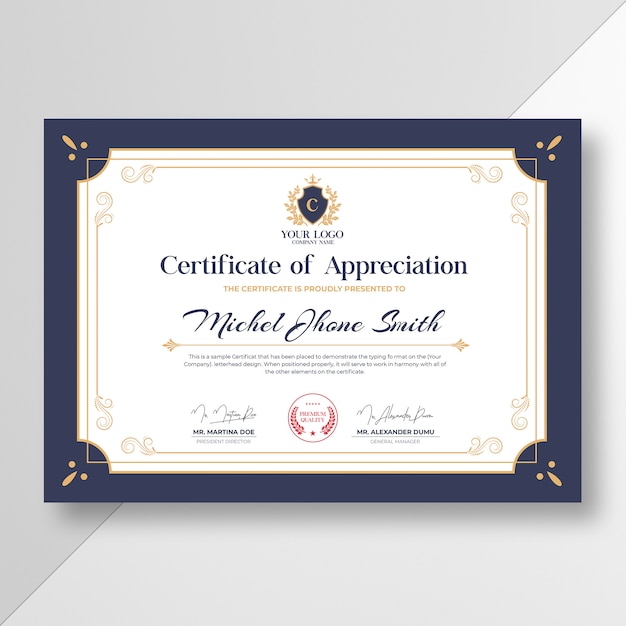 PSD certificato di apprezzamento