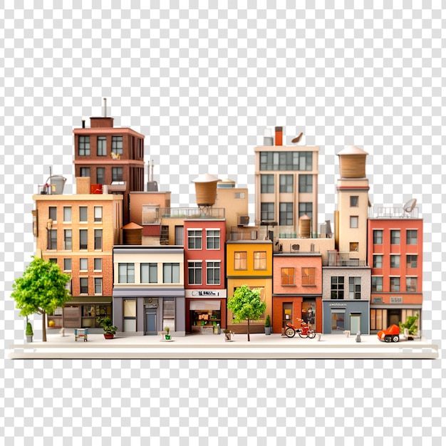 PSD une charmante rangée de bâtiments urbains avec des vitrines
