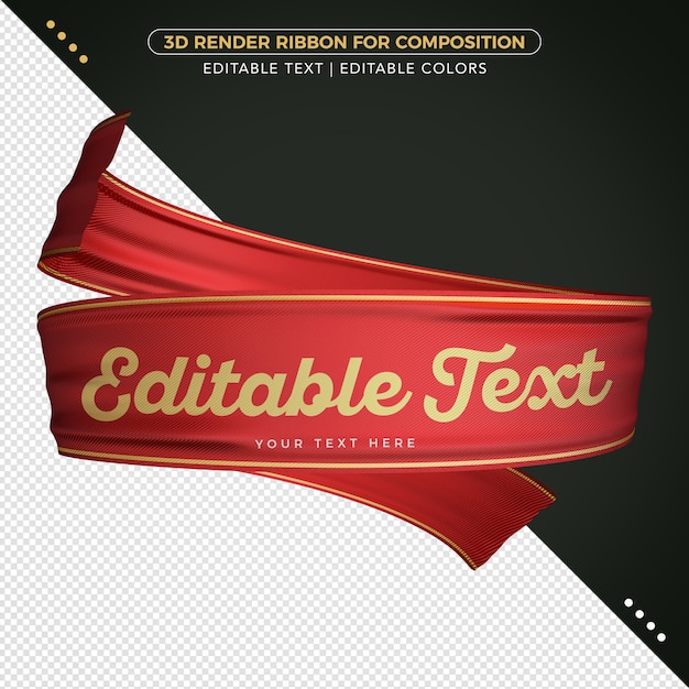 PSD cinta de renderizado 3d con texto editable para composición