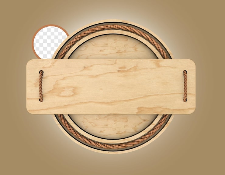 PSD círculo de madera con cuerda