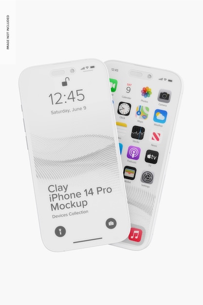 PSD clay iphone 14 pro mockup, vorderansicht