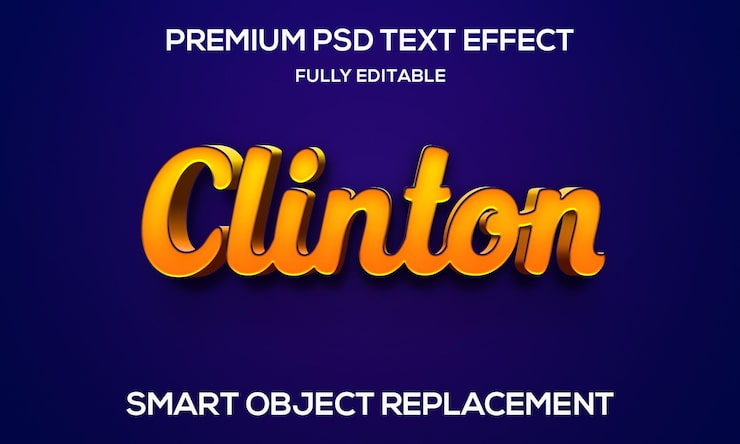 PSD clinton 3d upravitelný textový efekt