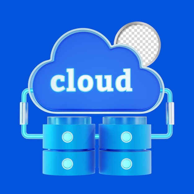 PSD cloud computing e servidor de banco de dados com cor azul