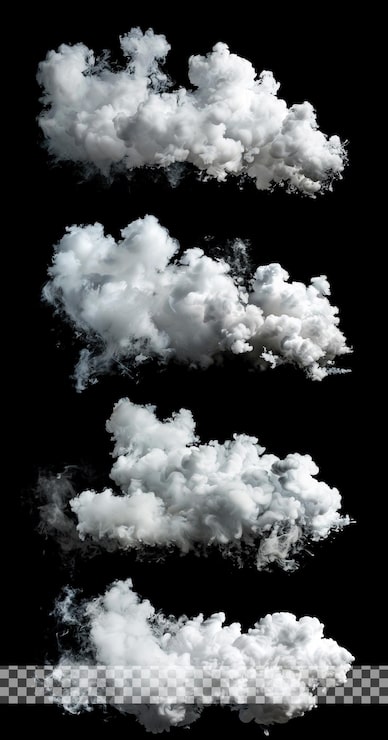 PSD colección de nubes realistas en un fondo transparente