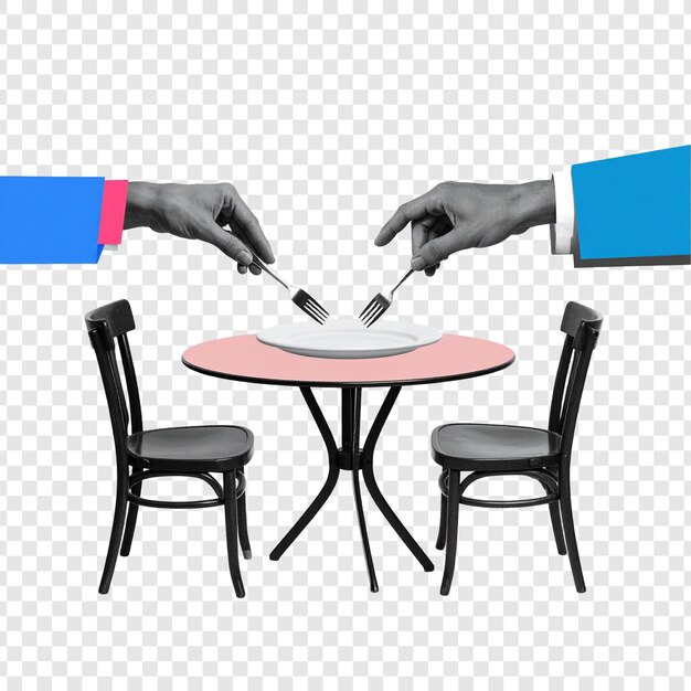 PSD collage créatif de mains partageant un plat
