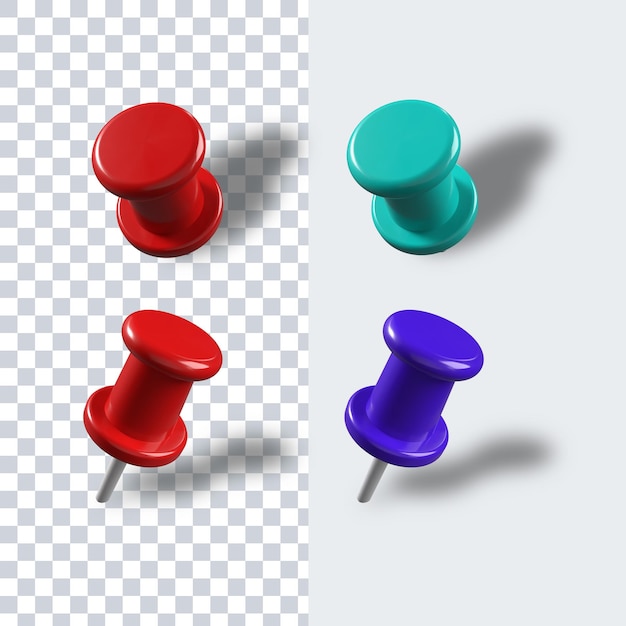 PSD collection d'éléments 3d de punaises