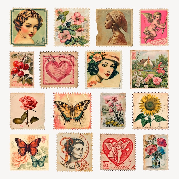 PSD collection de timbres-poste vintage