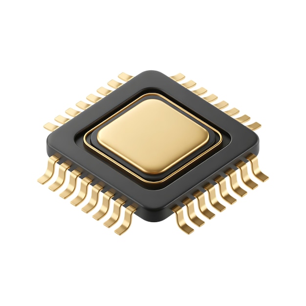 PSD componente de microchip cpu dourado