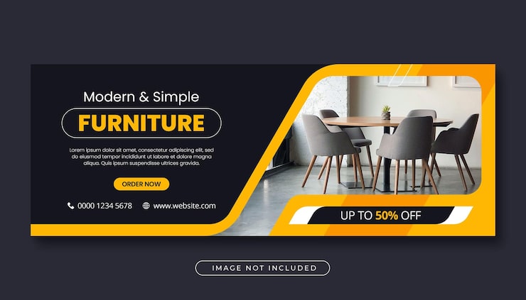 PSD conception de couverture facebook de vente de meubles ou modèle de bannière web