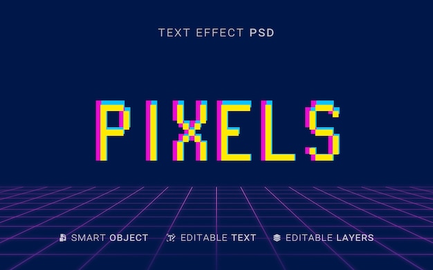 PSD conception d'effet de texte de pixels