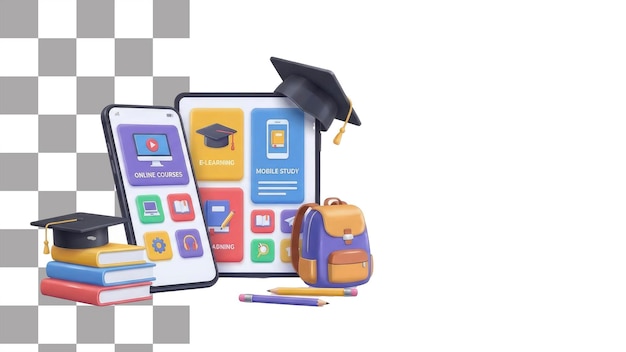 PSD concepto de educación en línea y e-learning