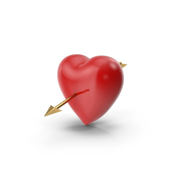PSD corazón rojo atravesado por una flecha dorada