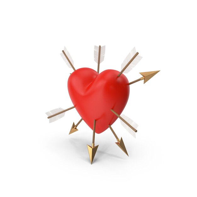 PSD corazón rojo atravesado por flechas doradas