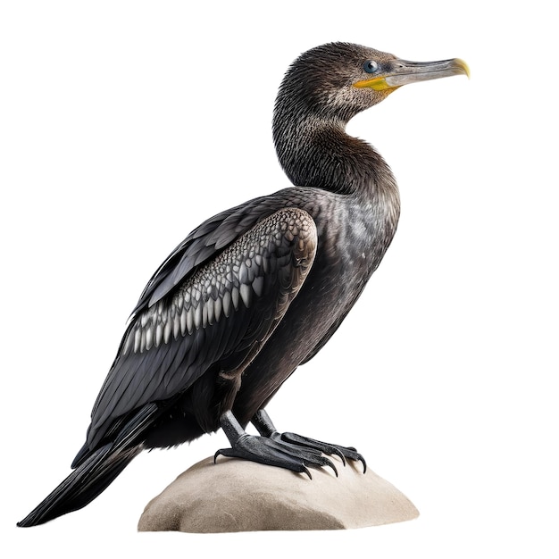 PSD cormorán posado en una roca