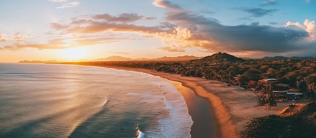 PSD le coucher de soleil doré sur une plage tropicale