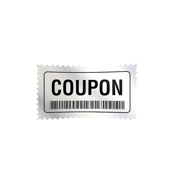 PSD coupon argent isolé avec code-barres