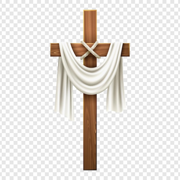 PSD croix en bois avec tissu blanc