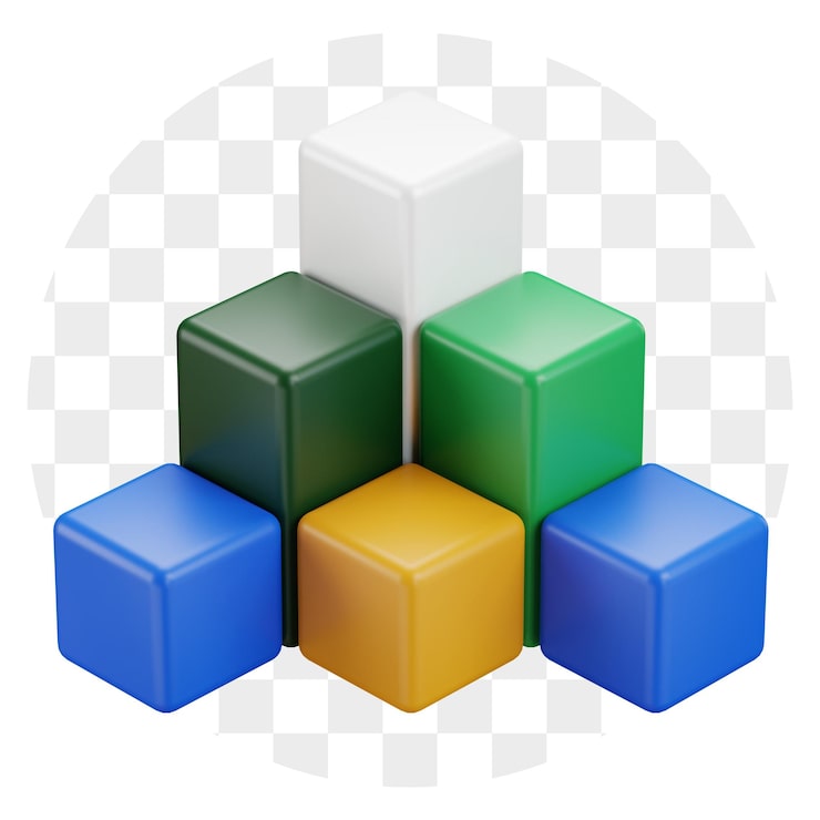 PSD cubos 3d apilados en forma de pirámide