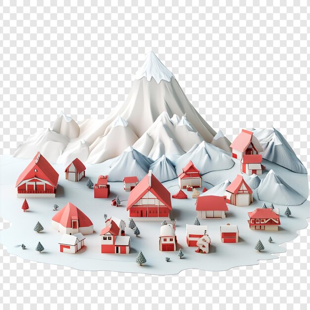 PSD das dorf papercraft mountain