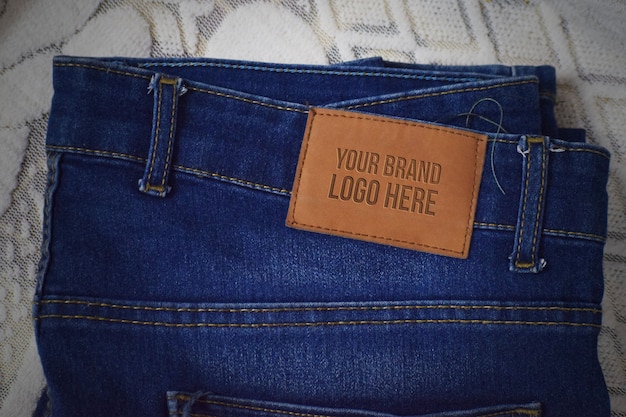 PSD design de maquete de marca de jeans