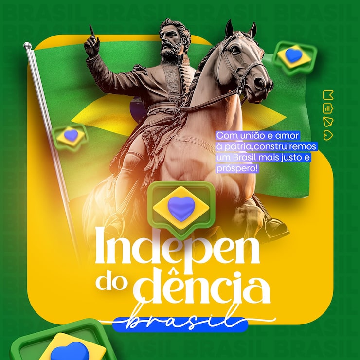 PSD dia da independência do brasil 7 de setembro modelo de mídia social independencia do brasil