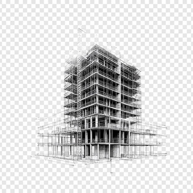 PSD un dibujo de un edificio con una torre en un fondo transparente