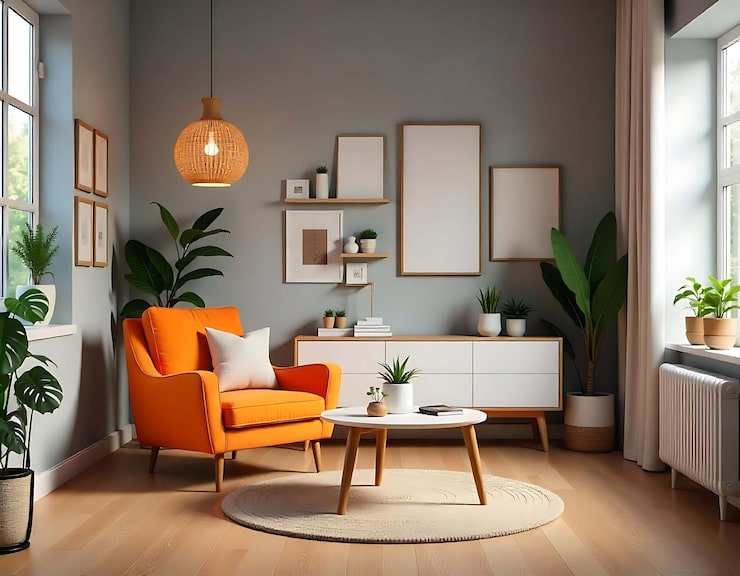 PSD diseño elegante y moderno del interior de la habitación