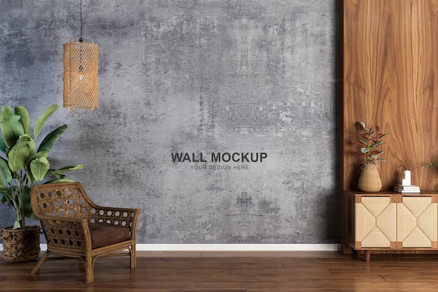 PSD diseño de maqueta de pared en renderizado 3d